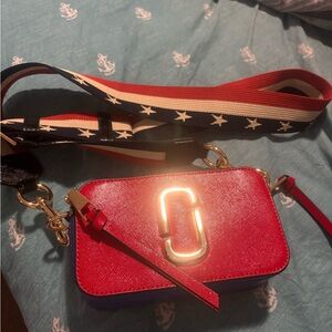 Marc Jacobs Red Crossbody Bag with Star Strap